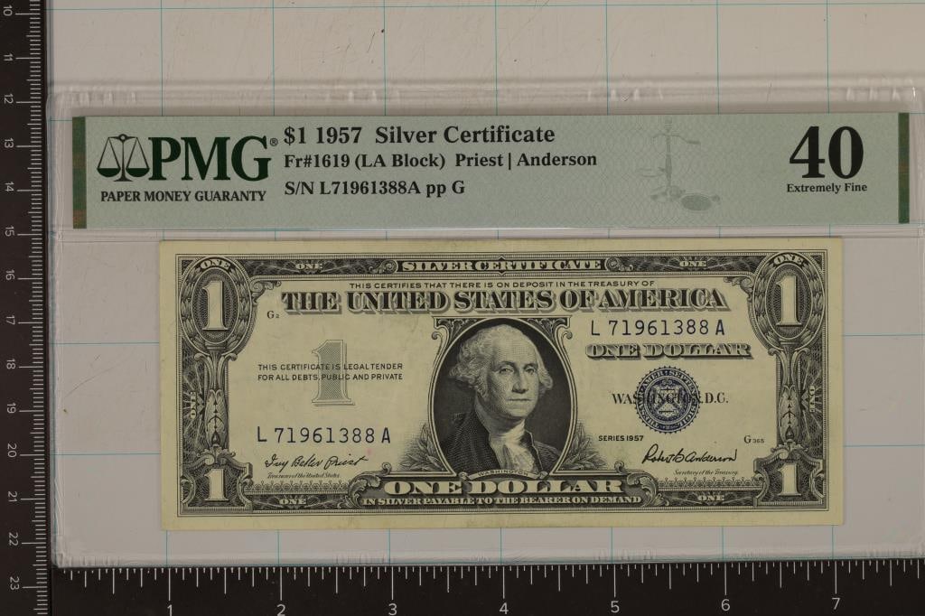 1957 US $1 SILVER CERTIFICATE PMG EXTRA FINE 40 (1 of 2)