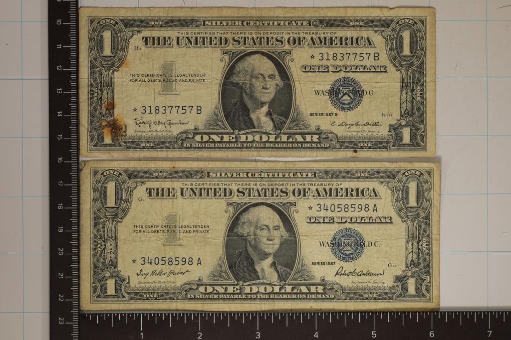 2-US STAR $1 SILVER CERTIFICATES: 1957 AND 57-B (1 of 2)