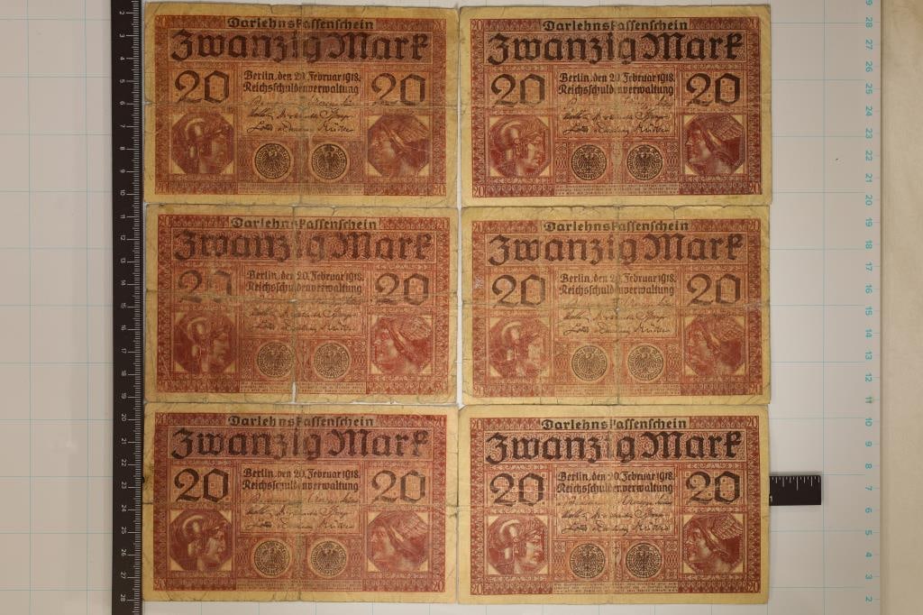 6-1918 GERMAN 20 MARK BILLS  AS SHOWN (1 of 2)