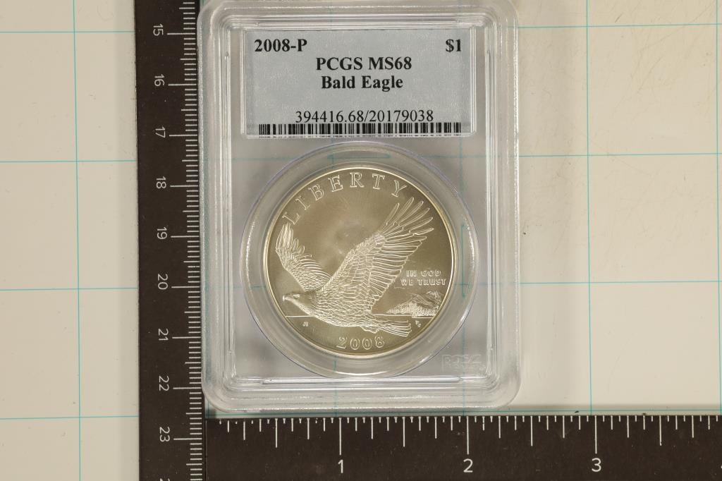 2008-P US BALD EAGLE SILVER DOLLAR PCGS MS68 (1 of 2)