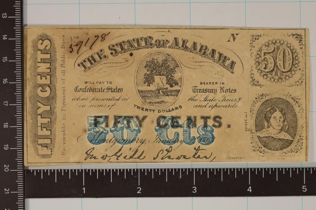 1863 STATE OF ALABAMA 50 CENT FRACTIONAL CURRENCY (1 of 2)