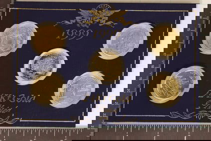 5 COIN 1999-P 24KT GOLD PLATED STATE QUARTER SET