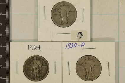 1923, 1924 & 1930-P SILVER STANDING LIB. QUARTERS