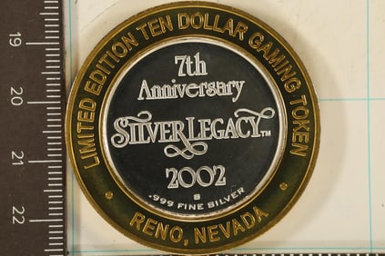 CASINO $10 SILVER TOKEN (UNC) 7TH ANNIVERSARY