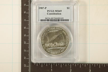 1987-P US CONSTITUTION SILVER DOLLAR PCGS MS69