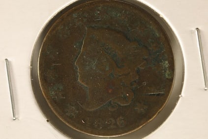 1826 US LARGE CENT SCRATCHED ON THE OBVERSE