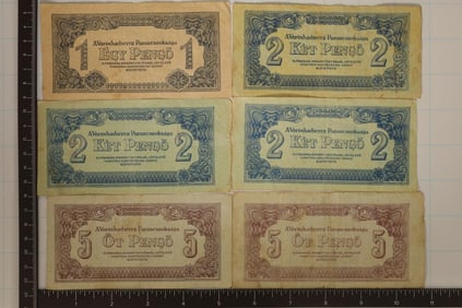 6-1944 HUNGARIAN BILLS: 1-1 PENGO, 3-2 PENGO &