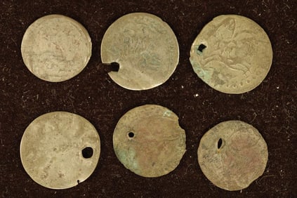 6 SILVER DIME SIZED OTTOMAN EMPIRE PARA COINS: