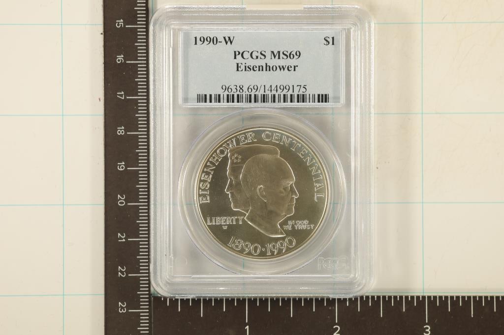 1990-W US EISENHOWER SILVER DOLLAR PCGS MS69 (1 of 2)