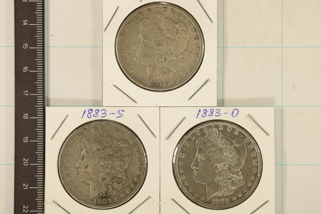1883, 83-S & 1883-O MORGAN SILVER DOLLARS: WATCH FOR OUR NEXT AUCTION ON MONDAY OCT. 28TH, 2024 AT 7 PM EDT