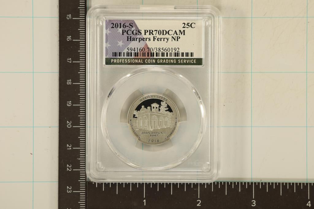 2016-S HARPERS FERRY N.P. QUARTER PCGS PR70 DCAM: WATCH FOR OUR NEXT AUCTION ON MONDAY NOV. 4TH, 2024 AT 7 PM EDT