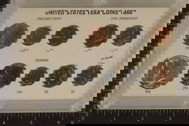 1968-P/D/S US 10 COIN UNC SET IN HARD PLASTIC CASE