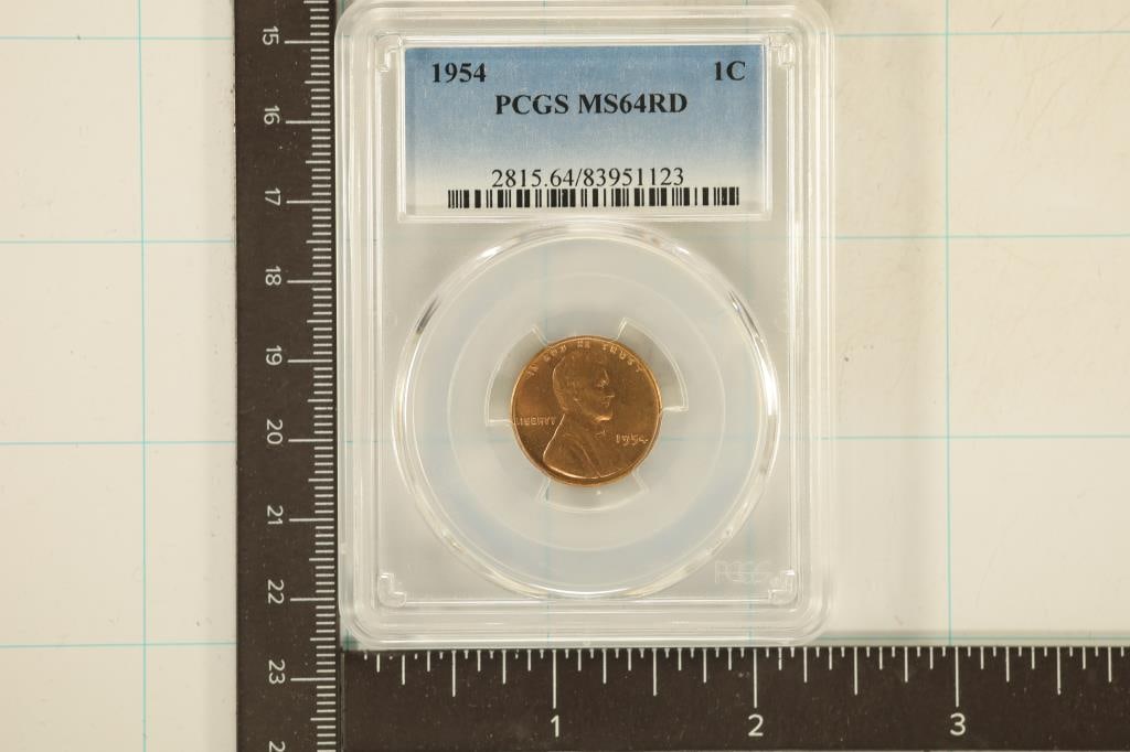 1954 LINCOLN WHEAT CENT PCGS MS64RD (1 of 2)