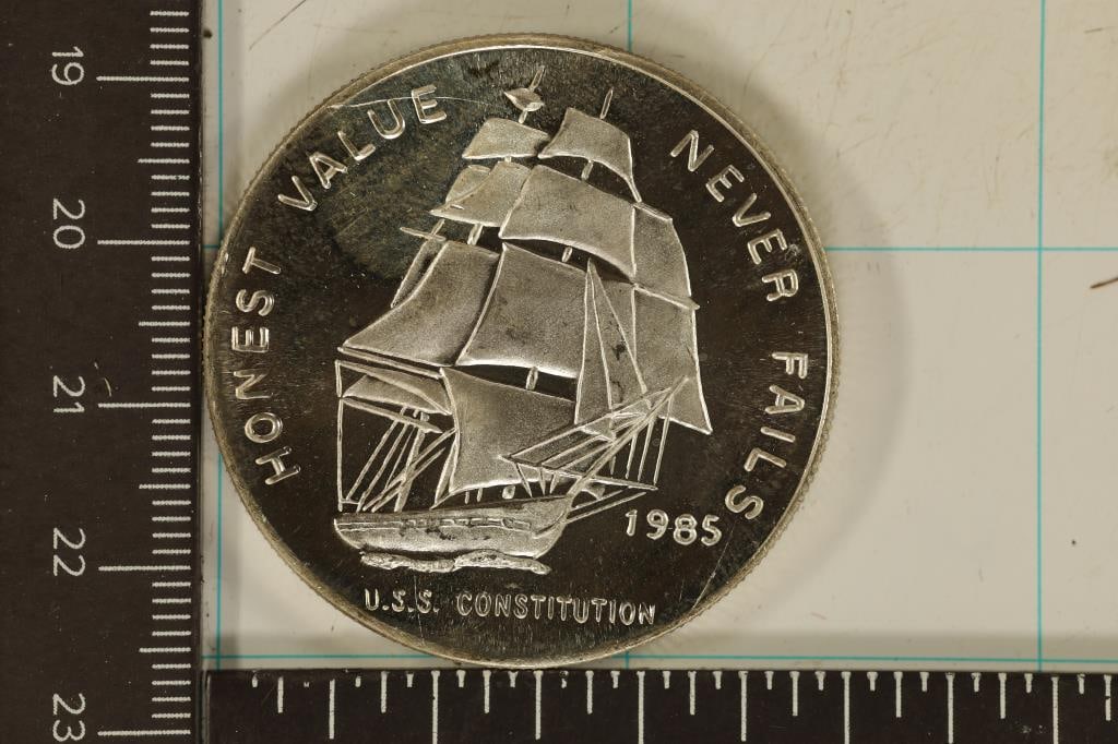 1 TROY OZ. PROOF SILVER 1985 LIBERTY MINT "U.S.S. (1 of 2)