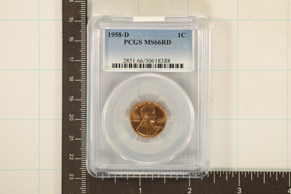 1958-D LINCOLN WHEAT CENT PCGS MS66RD (1 of 2)
