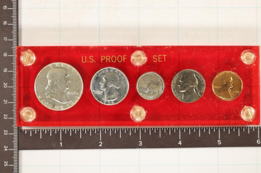 1956 US SILVER PROOF SET IN HARD PLASTIC CASE (1 of 2)
