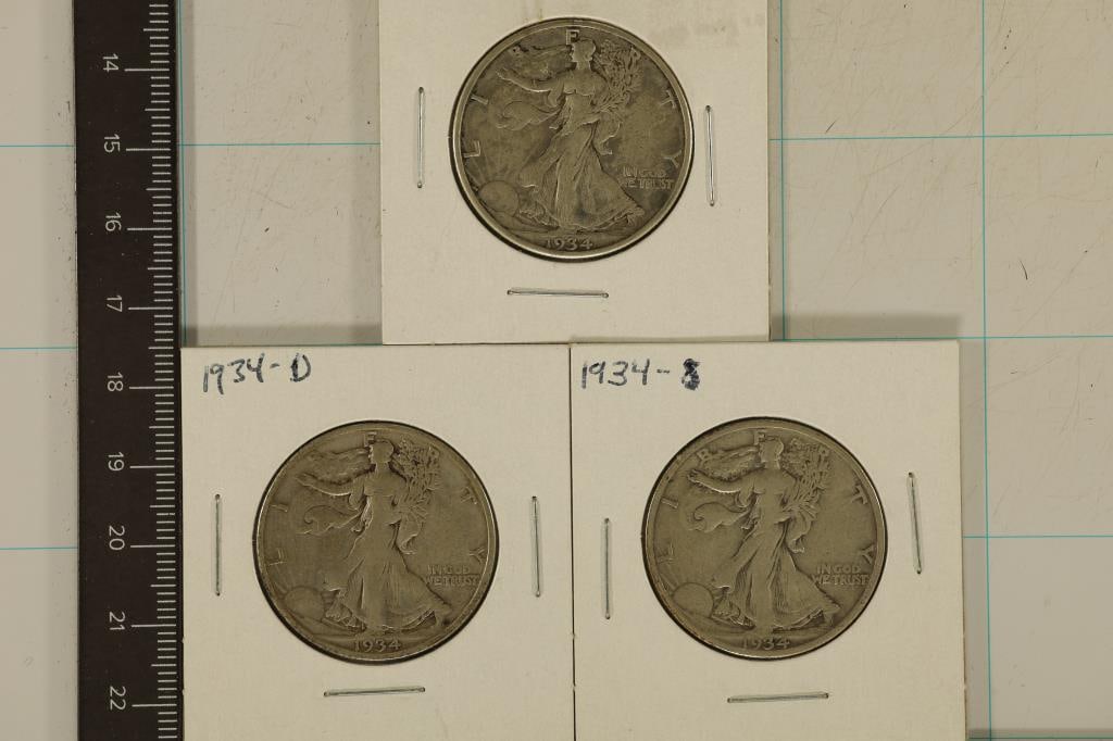 1934-P/D/S SILVER WALKING LIBERTY HALF DOLLARS (1 of 2)