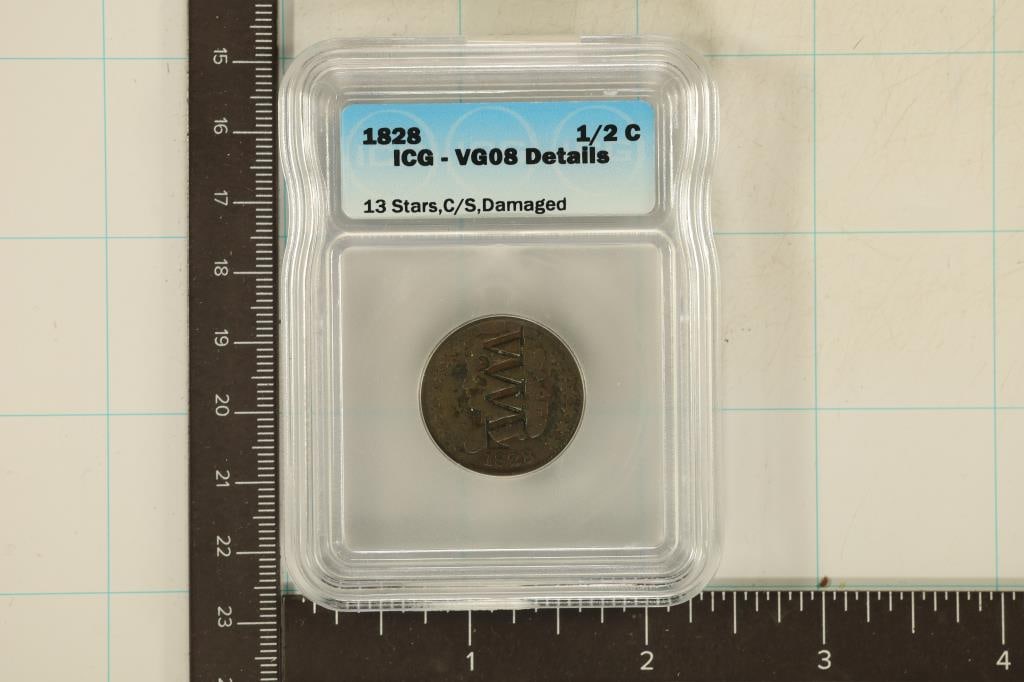 1828 US HALF CENT ICG VERY GOOD 8 DETAILS 13 STARS (1 of 2)