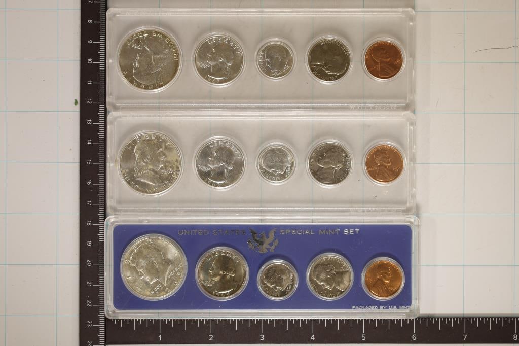 3 US SILVER COIN SETS: 1961 & 1963 PF SETS & 1965 (1 of 2)