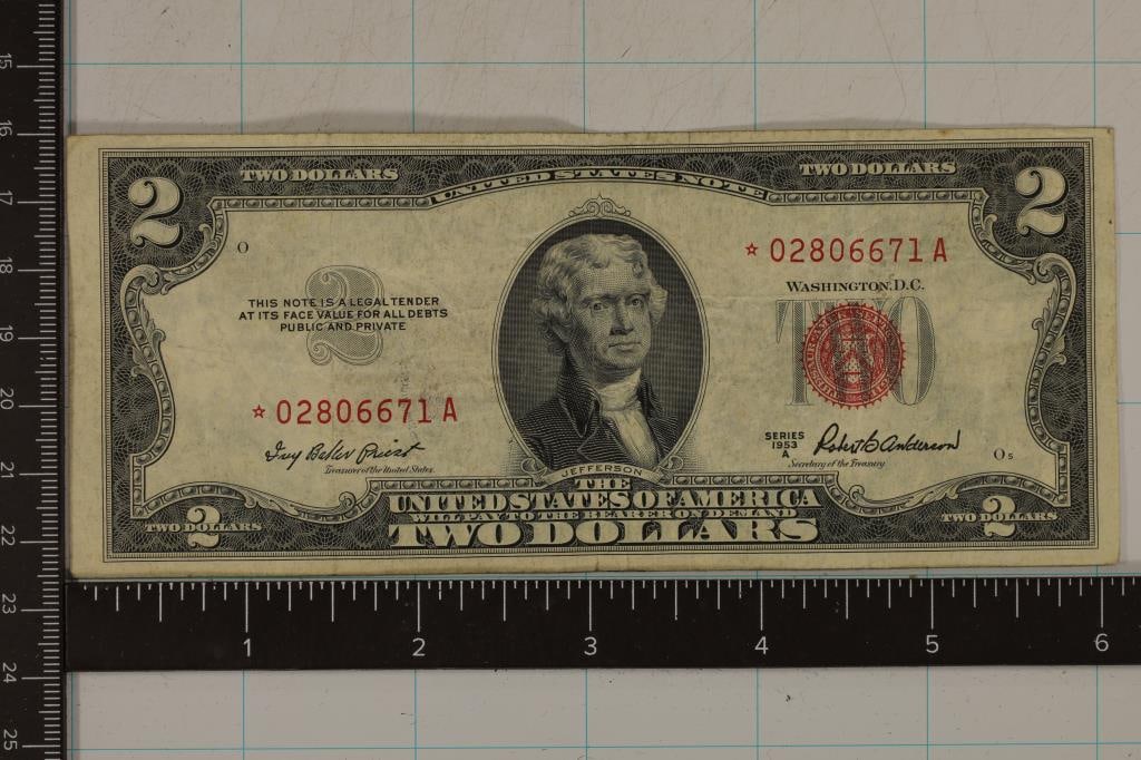 1953-A STAR NOTE US $2 RED SEAL BILL OVERALL (1 of 2)