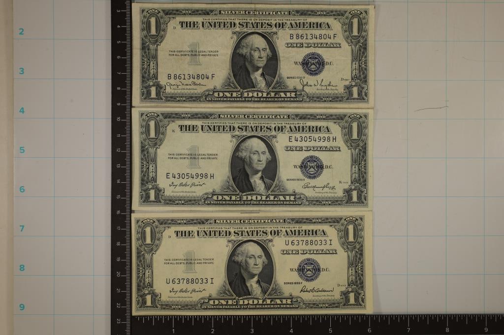 3-1935 $1 SILVER CERTIFICATES, (D,E & F) SUFFIXES (1 of 2)