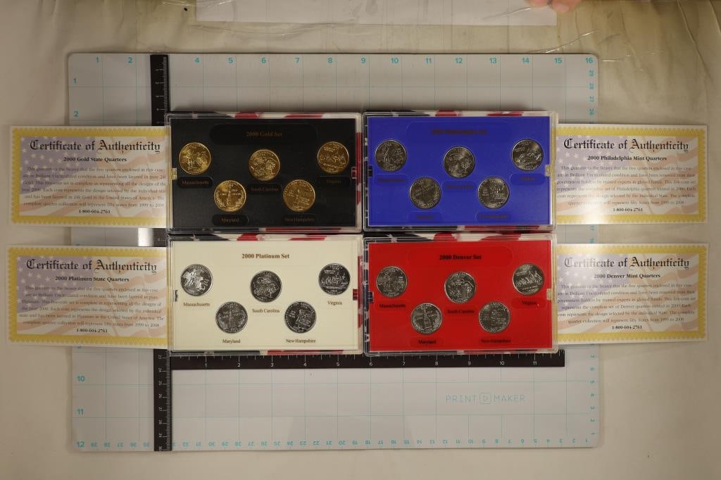 4 US STATE QUARTER SETS IN BOXES WITH CERTIFICATES (1 of 2)