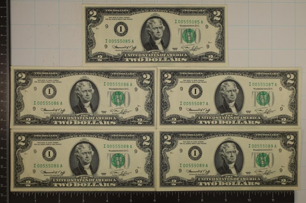 5-1976 CU WITH CONSECUTIVE SERIAL NUMBERS US $2 (1 of 2)