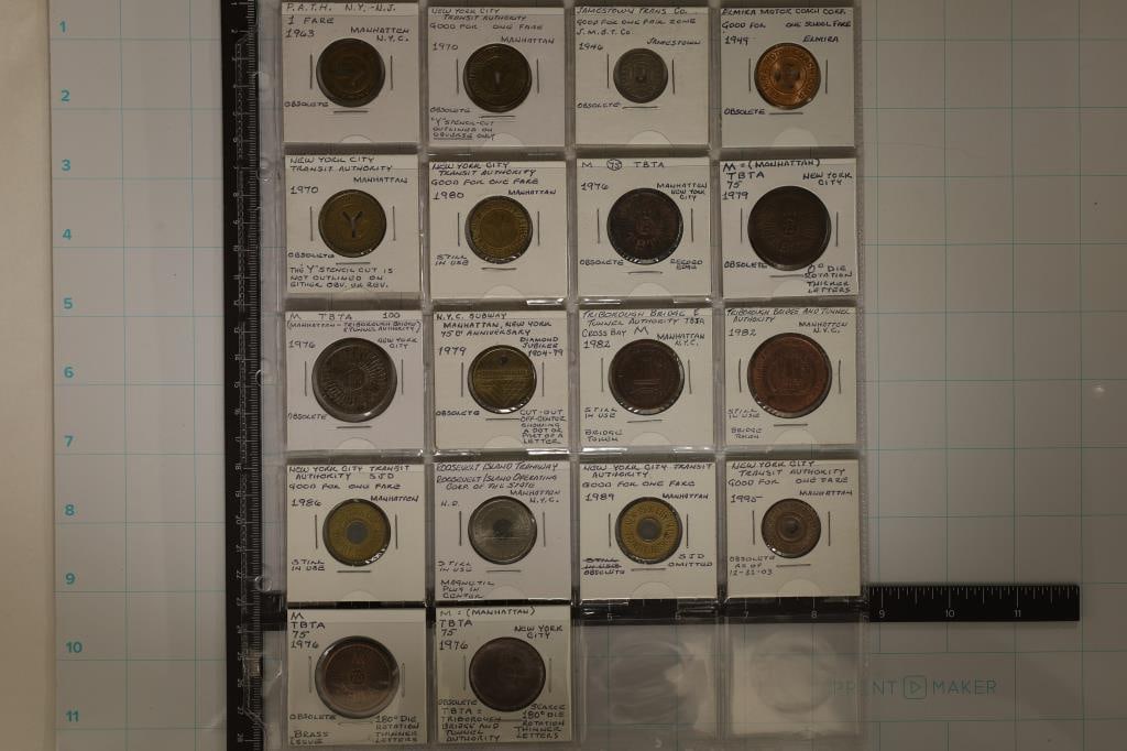 18 NEW YORK CITY & OTHER TRANSPORTATION TOKENS: (1 of 6)