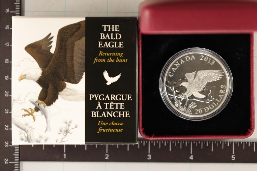 2013 CANADA SILVER $20 PROOF BALD EAGLE "RETURNING (1 of 3)