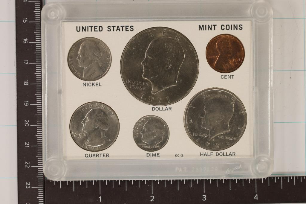 1971 US 6 COIN UNC SET IN CAPITAL PLASTICS HOLDER (1 of 2)