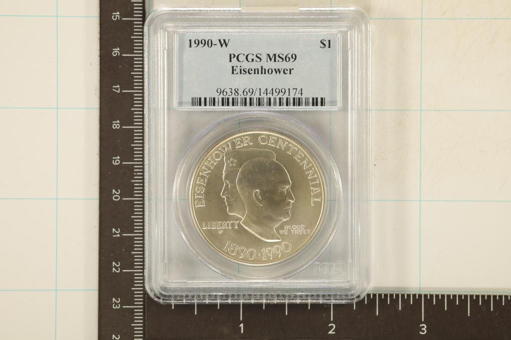 1990-W EISENHOWER SILVER DOLLAR PCGS MS69 (1 of 2)