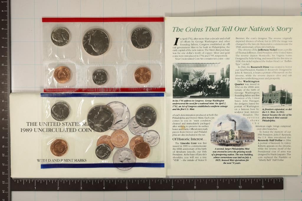 1989 US MINT SET (UNC) P/D (WITH ENVELOPE) AND (1 of 2)