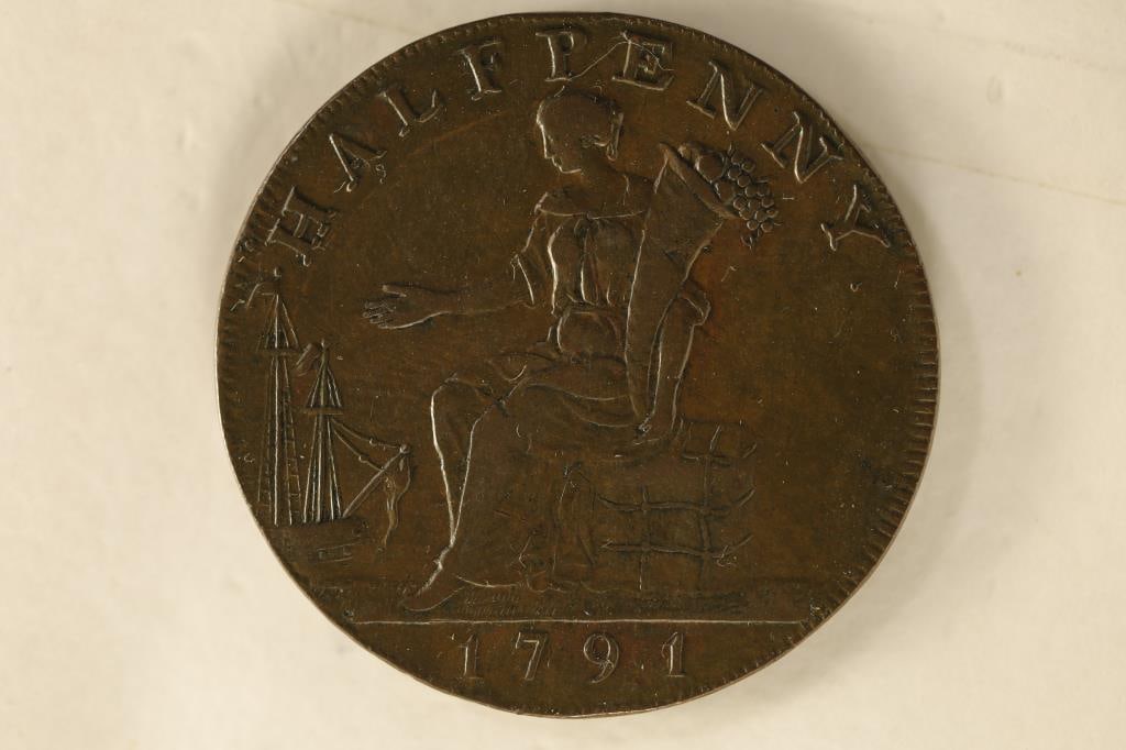 1791 CONDER TOKEN. THEY R MOSTLY 18TH CENTURY (1 of 2)