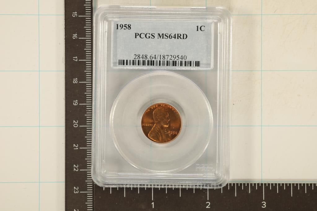 1958 LINCOLN WHEAT CENT PCGS MS64RD (1 of 2)