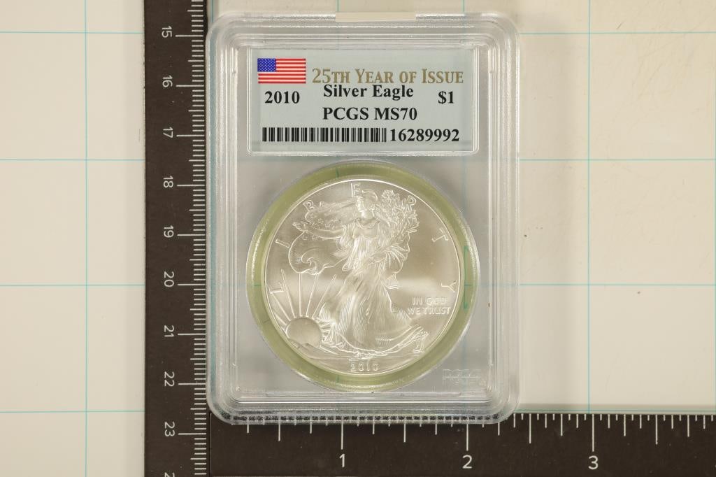 2010 AMERICAN SILVER EAGLE PCGS MS70 1 OZ SILVER (1 of 2)