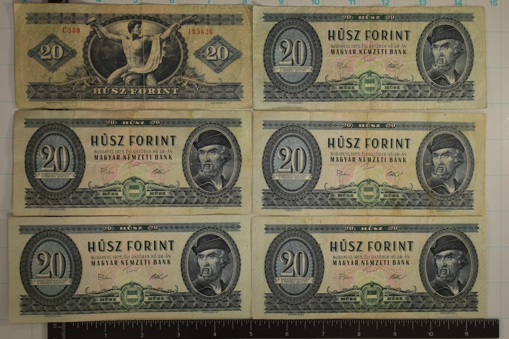6-1975 MAGYAR NEMZETI BANK BUDAPEST 20 FORNIT BILL (1 of 2)
