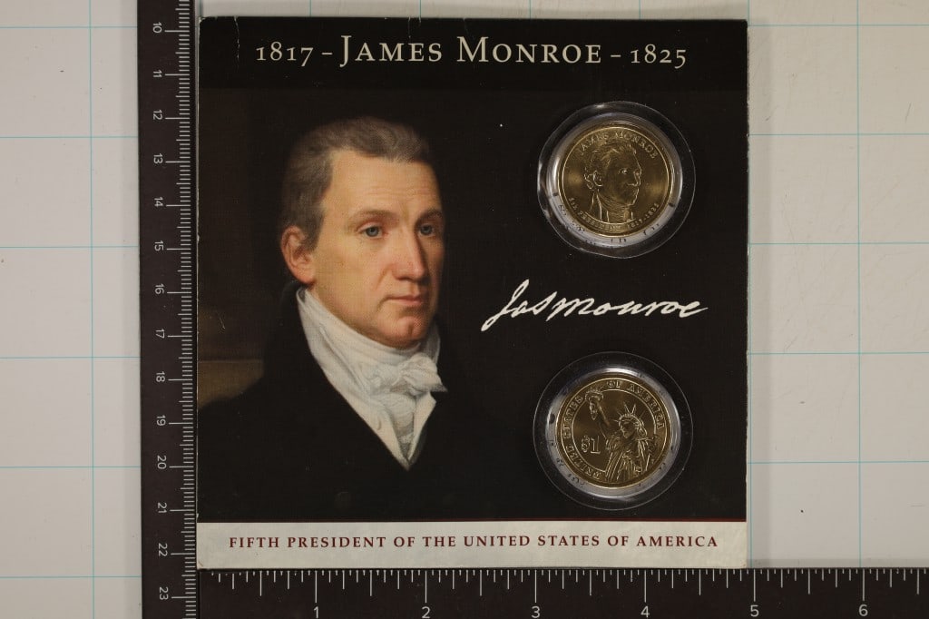 2008-P & D JAMES MONROE PRESIDENTIAL DOLLARS.: UNC IN INFORMATIONAL CARD.