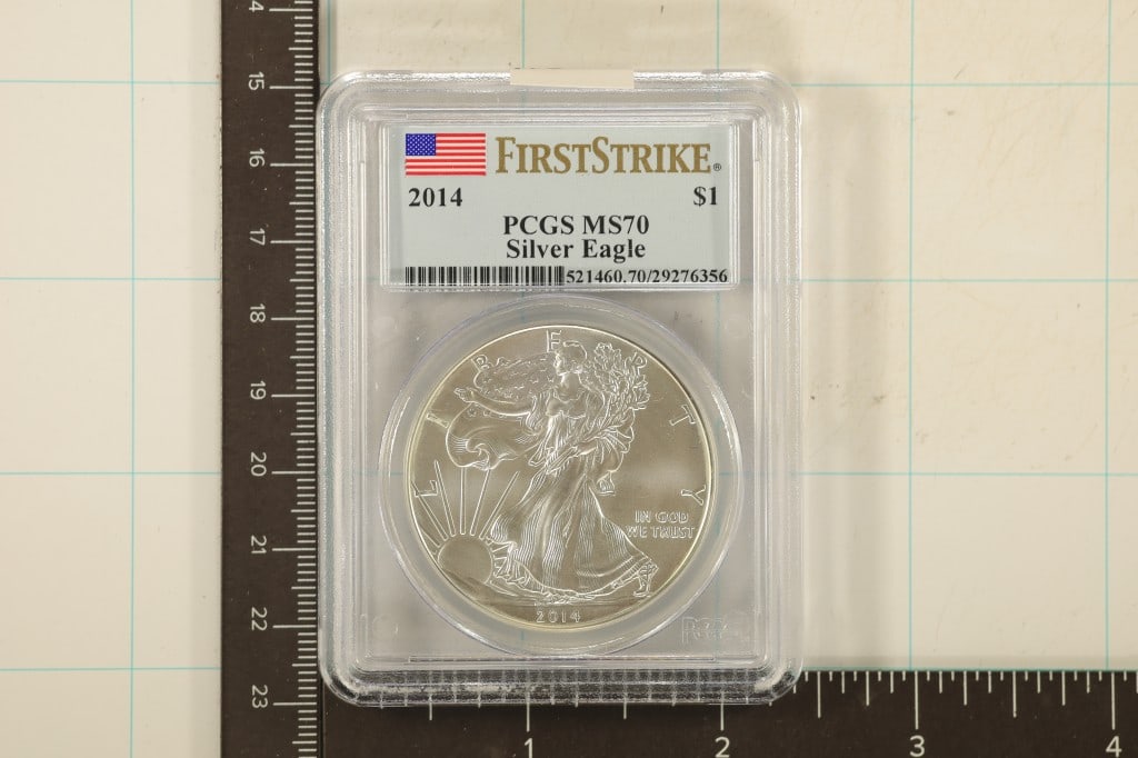 2014 AMERICAN SILVER EAGLE PCGS MS70 1ST STRIKE (1 of 2)