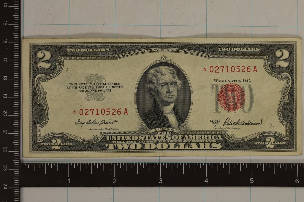 1953-A US $2 RED SEAL, STAR NOTE CRISP (1 of 2)
