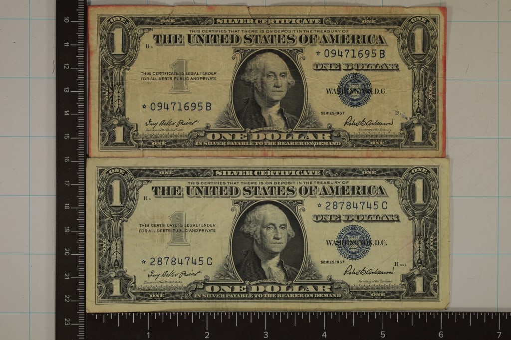 2-1957 US $1 STAR NOTE SILVER CERTIFICATES BLUE (1 of 2)