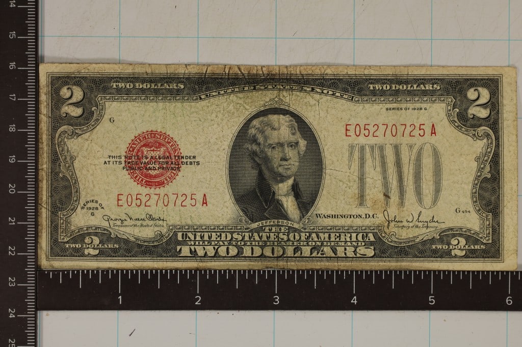 1928-G US $2 RED SEAL NOTE (1 of 2)