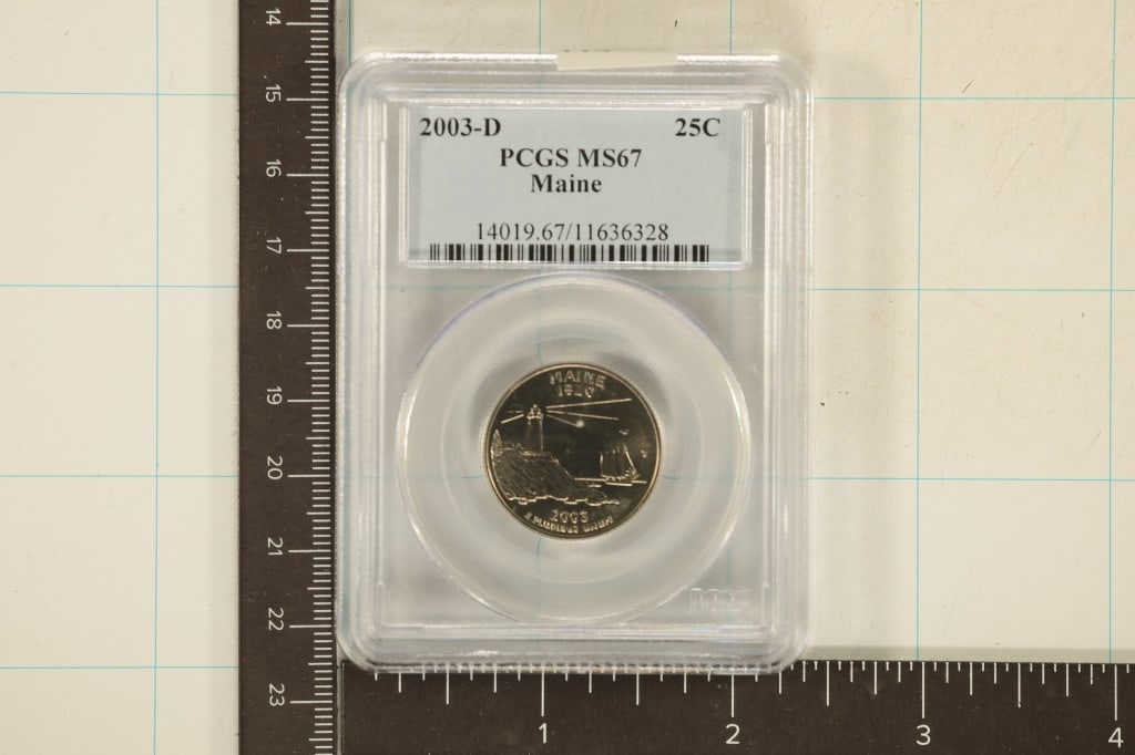 2003-D US MAINE STATE QUARTER PCGS MS67: WATCH FOR OUR NEXT AUCTION ON MONDAY DEC. 16TH, 2024 AT 7 PM EST
