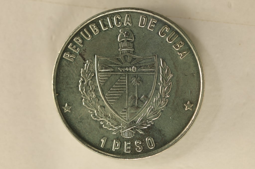 1991 CUBA 1 PESO UNC COIN "FIRST VOYAGE OF: COLUMBUS"