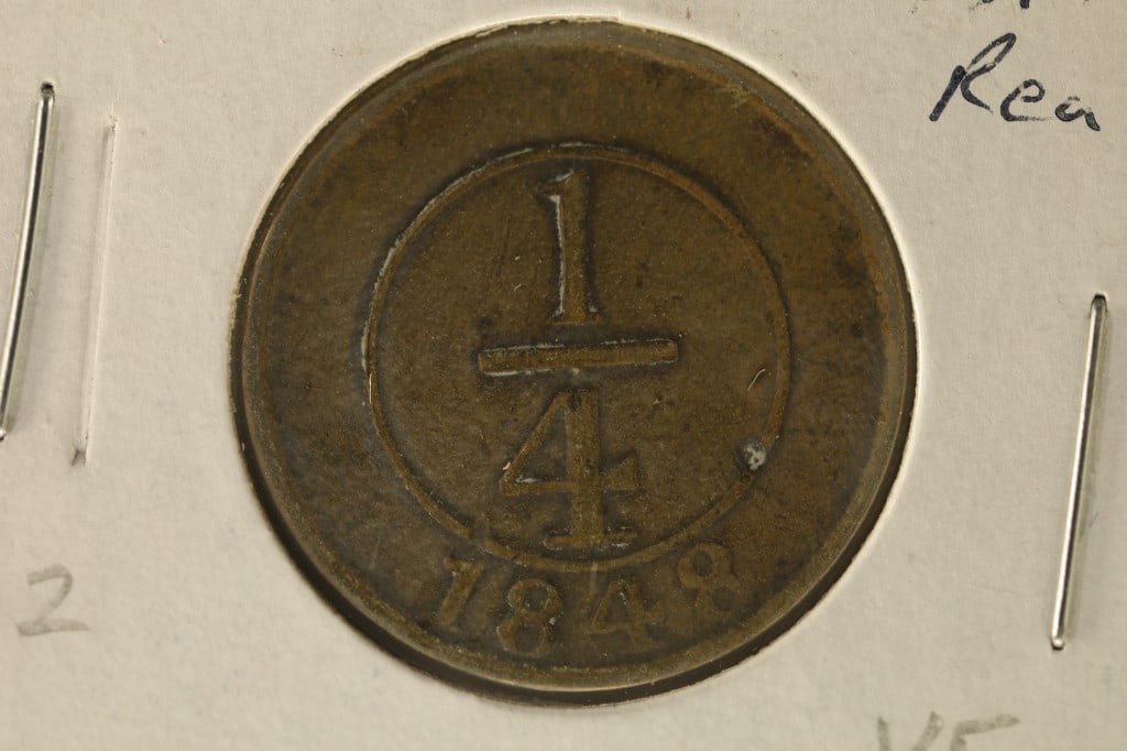 1848 DOMINICAN REPUBLIC 1/4 REAL: WATCH FOR OUR NEXT AUCTION ON MONDAY DEC. 16TH, 2024 AT 7 PM EST