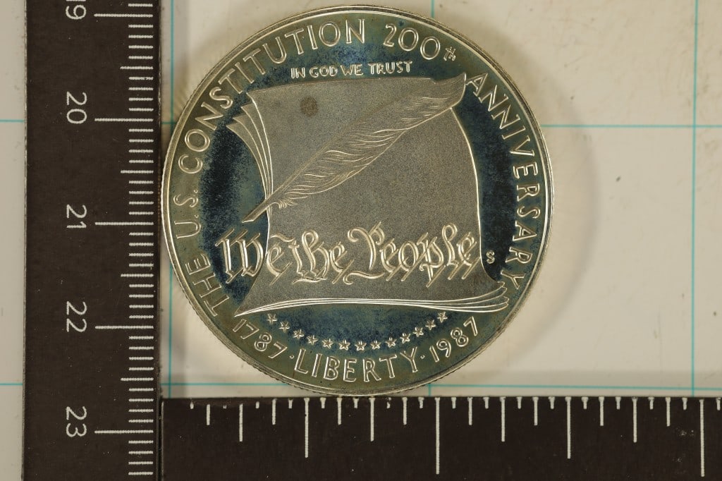 1987-S US SILVER "CONSTITUTION" DOLLAR. PROOF (1 of 2)