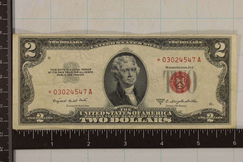1953-B US $2 RED SEAL STAR NOTE (1 of 2)