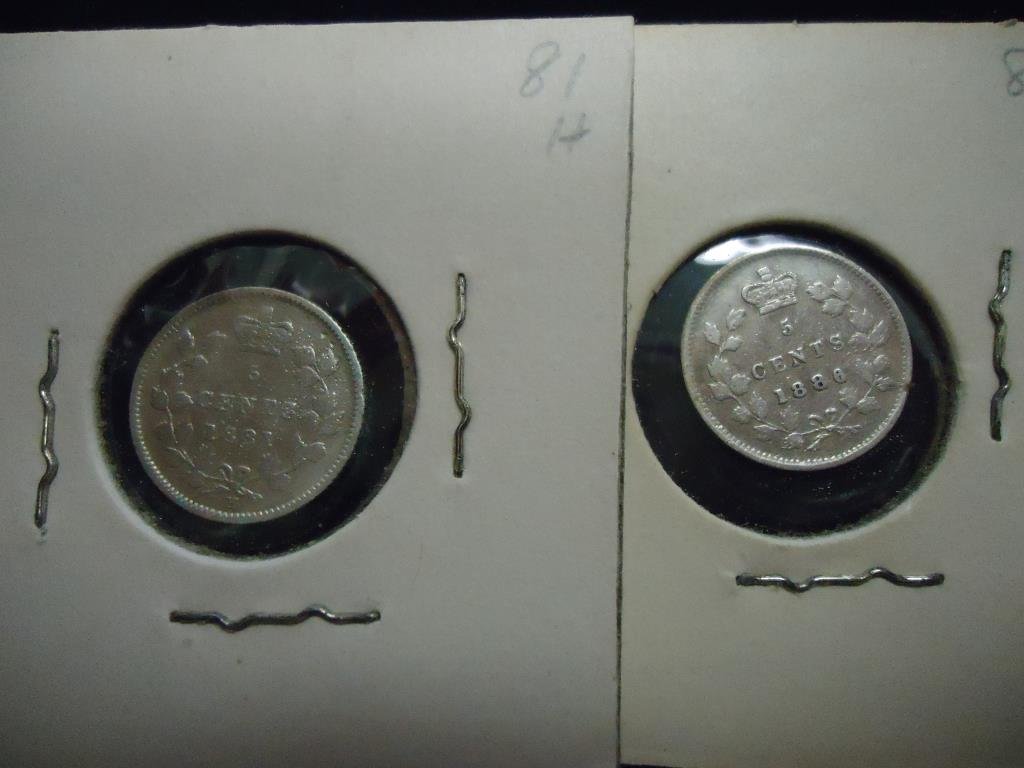 1881-H & 1886 CANADA SILVER 5 CENTS (1 of 2)