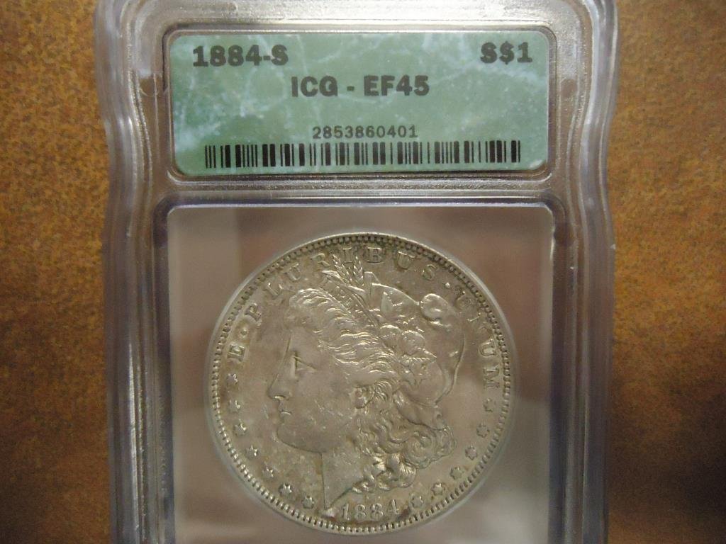 1884-S MORGAN SILVER DOLLAR ICG EXTRA FINE 45 (1 of 2)