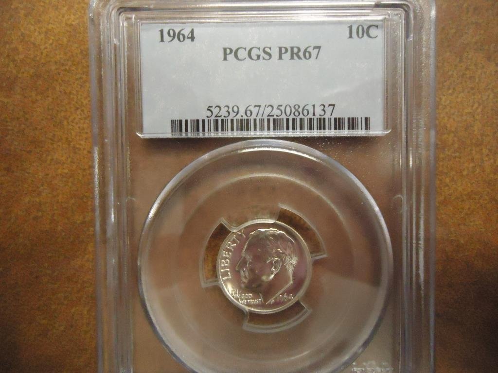 1964 SILVER ROOSEVELT DIME PCGS PR67 (1 of 2)