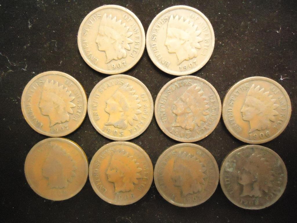 10 ASSORTED INDIAN HEAD CENTS (1 of 2)